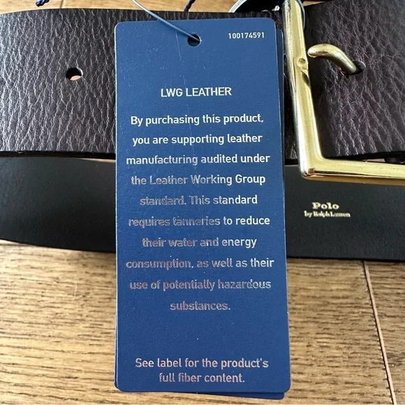 New Polo By Ralph Lauren Wide Brown Leather Belt Solid Brass Buckle XXS - Picture 5 of 11